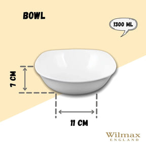 Wilmax Schale 1300 ml 21.5 x 21.5 cm aus Porzellan, Weiß WL-992002/A