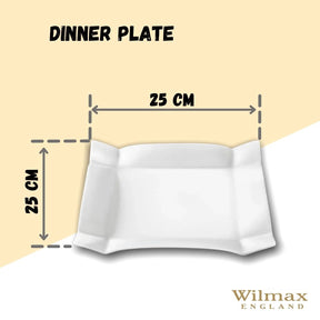 Wilmax Speiseteller 25 x 25 cm aus Porzellan, Weiß WL-991232/A