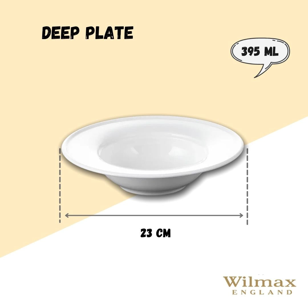 Wilmax Tiefer Teller 23 cm 395 ml aus Porzellan, Weiß WL-991020/A