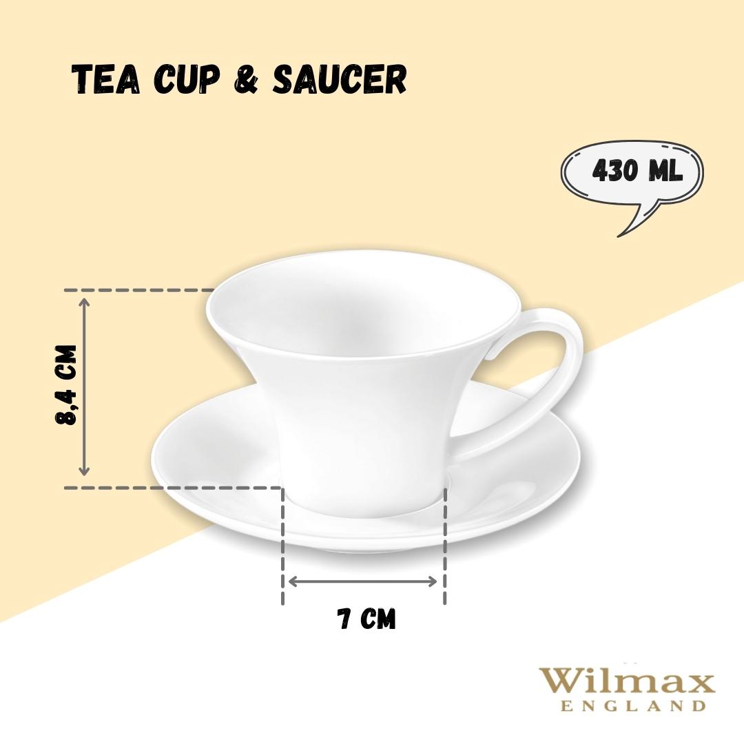 Wilmax Teetasse mit Untertasse 430 ml Weiß Porzellan