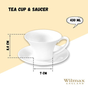 Wilmax Teetasse mit Untertasse 430 ml Weiß Porzellan
