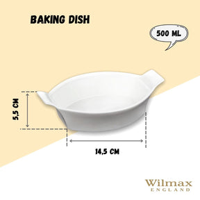 Wilmax Backform oval 22 cm Porzellan Weiß WL-997009/A