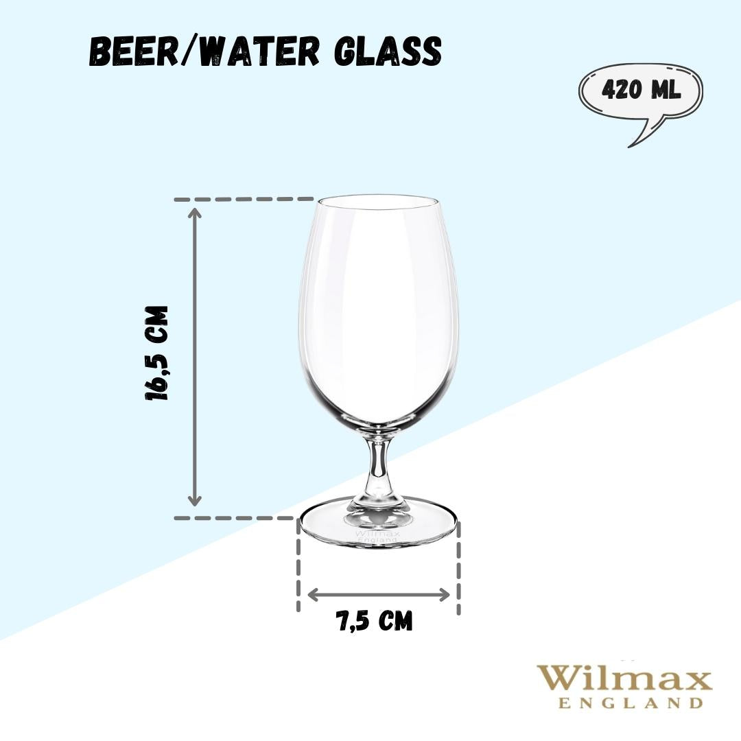 Wilmax Bierglas 420 ml Kristallglas Transparent 6er Set WL-888026/6A
