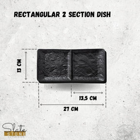 Wilmax Rechteckiger Teller mit 2 Fächern SlateStone Schwarz 27 x 13 cm Porzellan