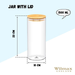 Wilmax Vorratsglas 2000 ml mit Bambusdeckel Transparent WL-888510/A