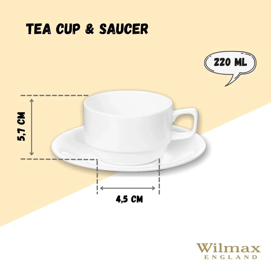 Wilmax Teetasse mit Untertasse 220 ml Weiß Porzellan
