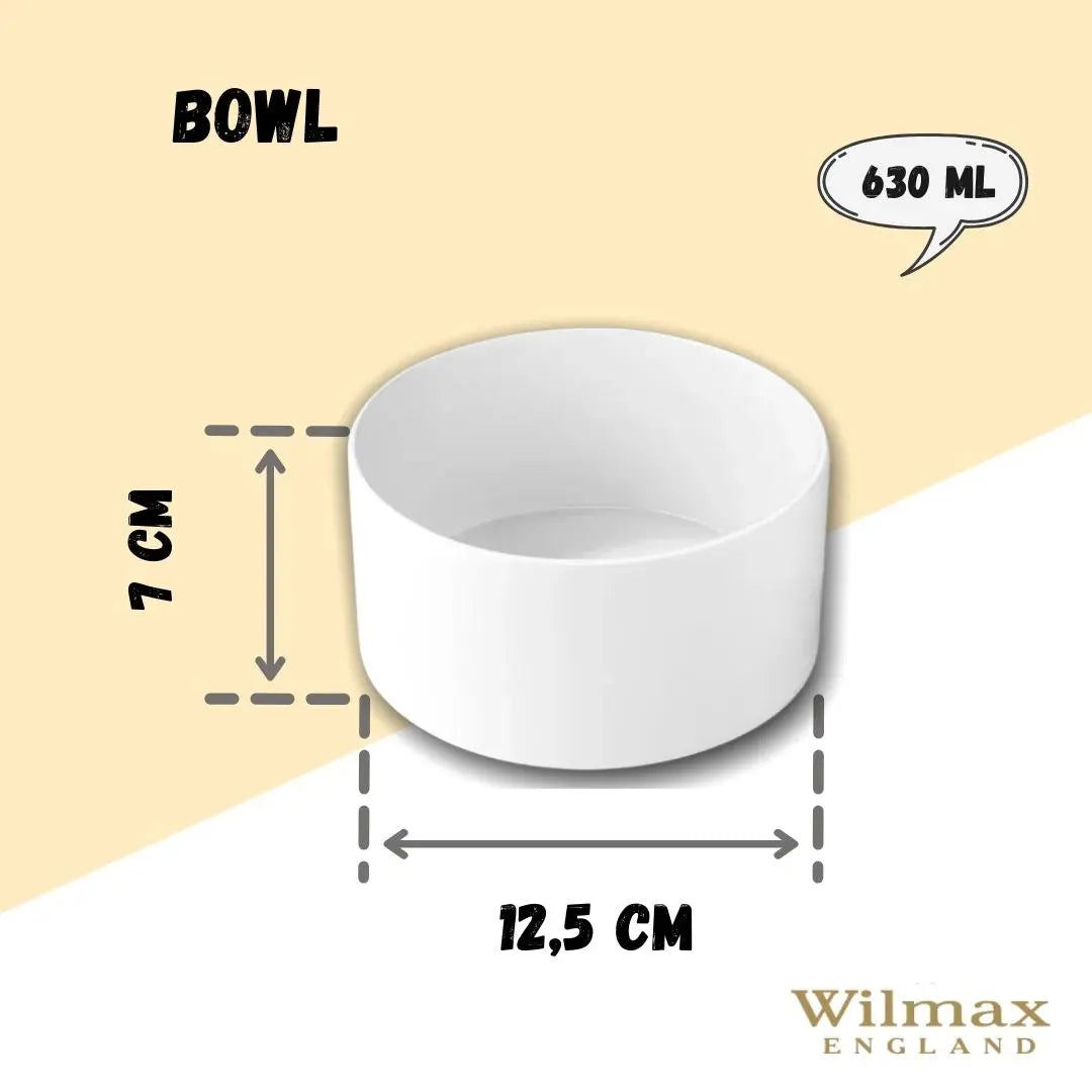 Wilmax Schale 630 ml 13 cm aus Porzellan, Weiß WL-992745/A