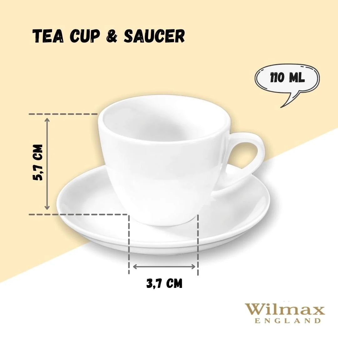 Wilmax Kaffeetasse mit Untertasse 110 ml Weiß Porzellan WL-993174/AB