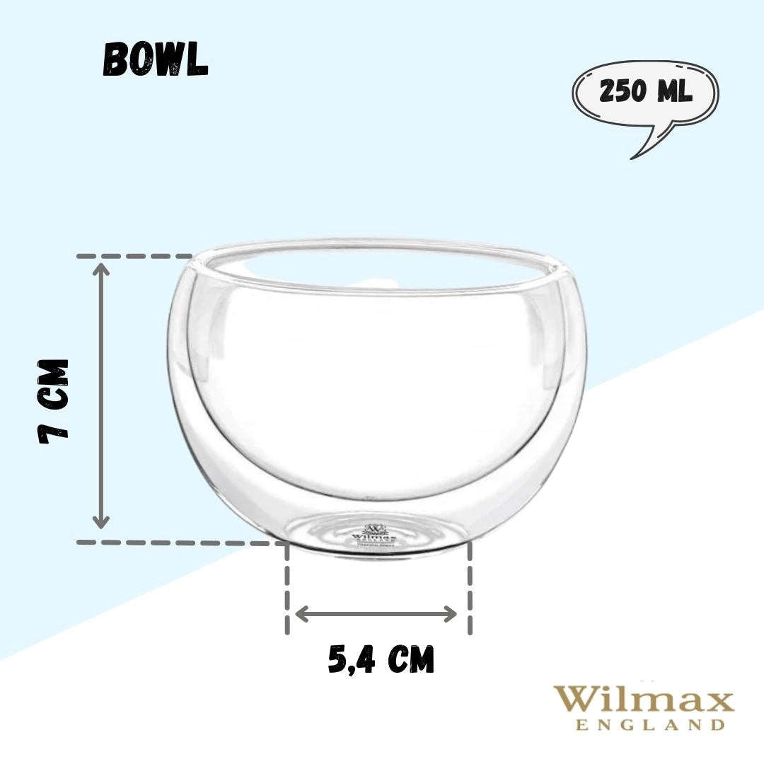 Wilmax Doppelwandige Glasschale 250 ml Transparent WL-888755/A