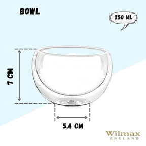 Wilmax Doppelwandige Glasschale 250 ml Transparent WL-888755/A