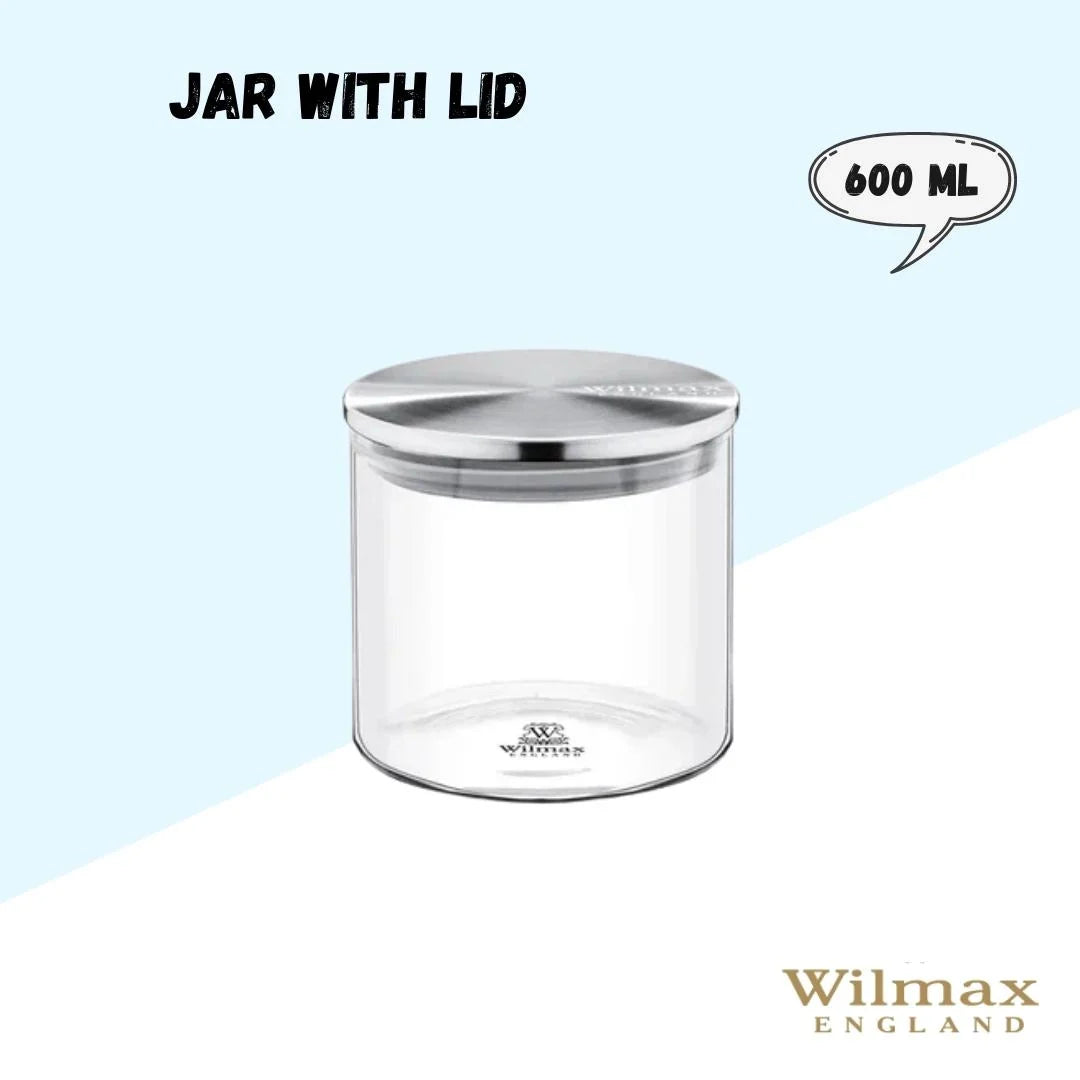 Wilmax Vorratsglas 600 ml mit Edelstahldeckel 3er Set WL-888512/A3