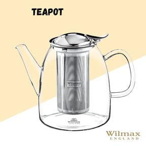 Wilmax Thermoglas Teekanne mit Edelstahl-Teesieb