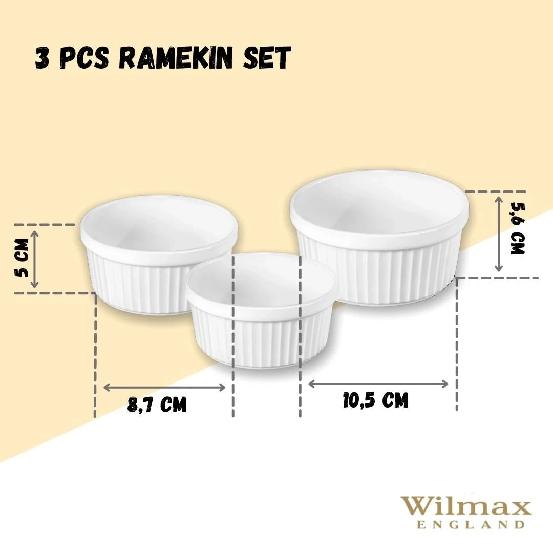 Wilmax Ramekin Set 3-teilig Porzellan Weiß WL-996122/3C