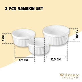Wilmax Ramekin Set 3-teilig Porzellan Weiß WL-996122/3C