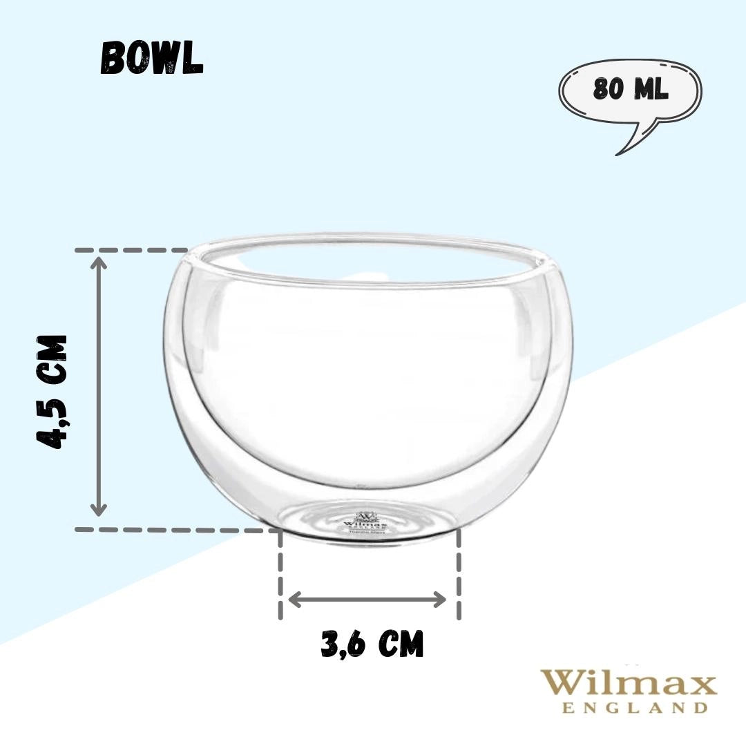 Wilmax Doppelwandige Glasschale 250 ml Transparent WL-888755/A