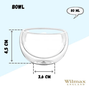 Wilmax Doppelwandige Glasschale 250 ml Transparent WL-888755/A