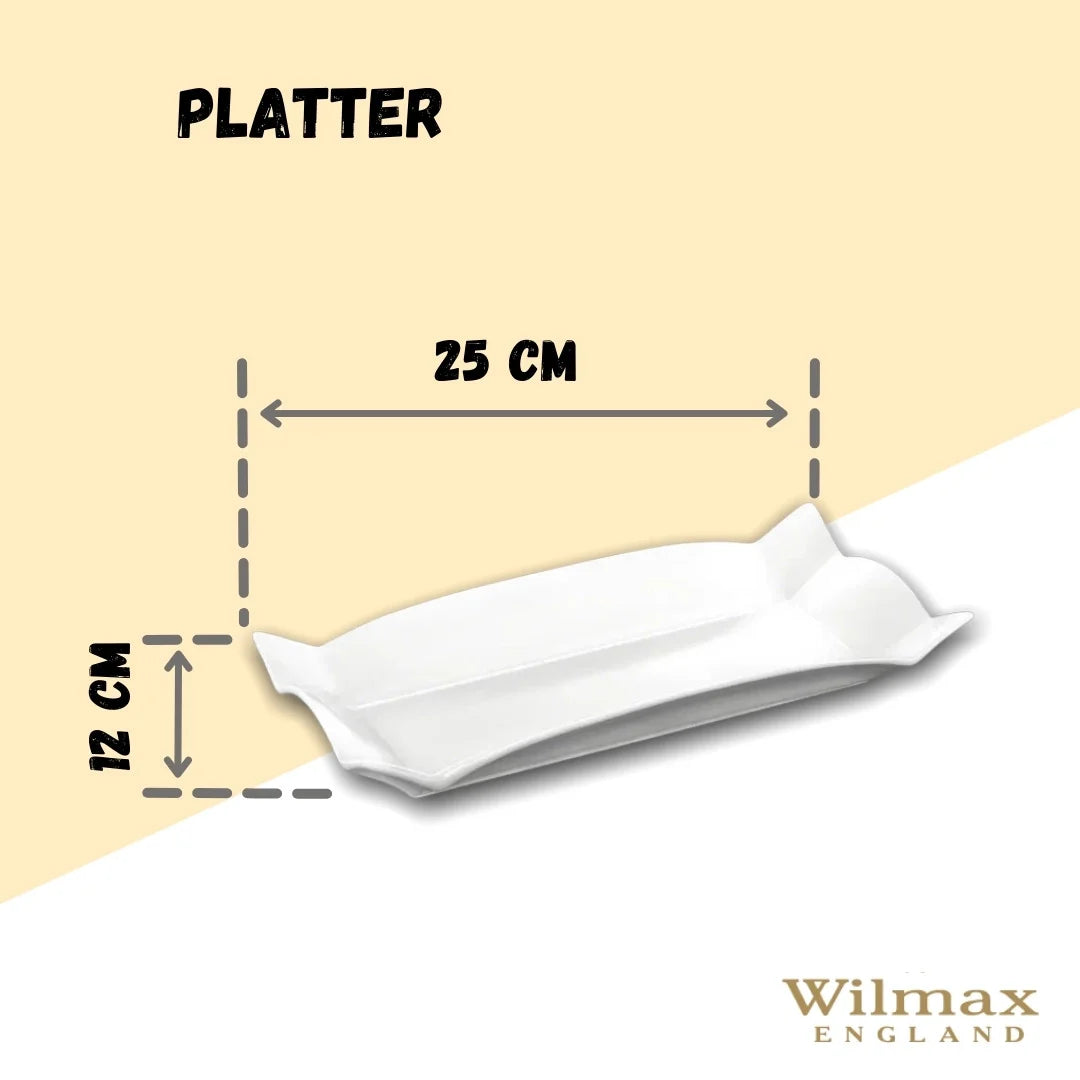 Wilmax Servierplatte 25 x 12 cm aus Porzellan, Weiß WL-992582/A