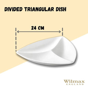 Wilmax Servierplatte 24 cm mit 3 Fächern aus Porzellan, Weiß