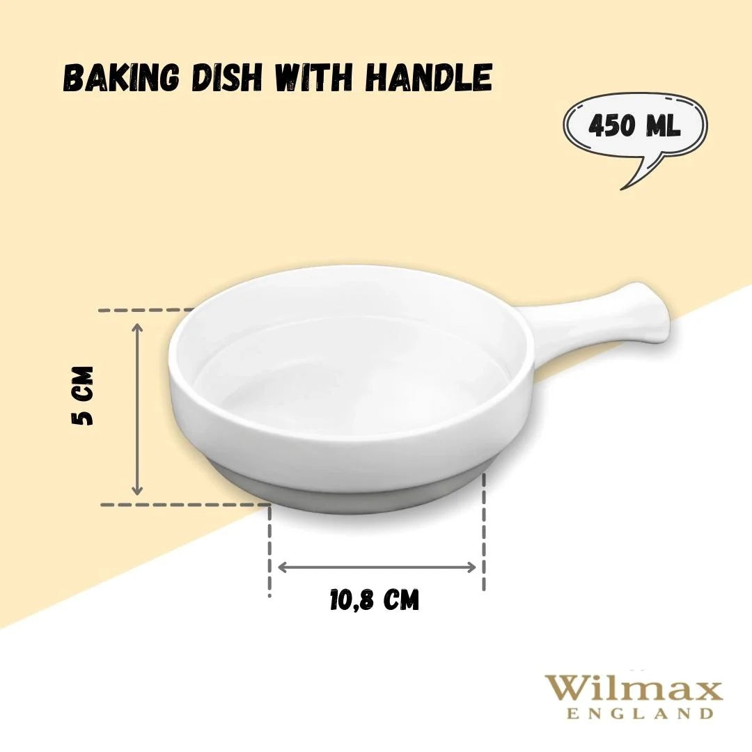 Wilmax Auflaufform mit Griff 450 ml Porzellan Weiß WL-997013/A