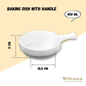 Wilmax Auflaufform mit Griff 450 ml Porzellan Weiß WL-997013/A