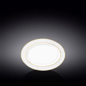 Wilmax Servierplatte oval 20x14 cm Weiß Porzellan mit Goldlinien WL-880102114/A