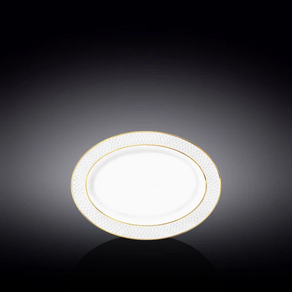 Wilmax Servierplatte oval 20x14 cm Weiß Porzellan mit Goldlinien WL-880102114/A