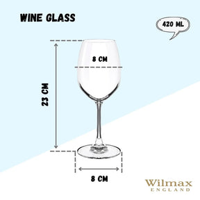 Wilmax Weinglas 420 ml Kristallglas Transparent 6er Set WL-888013/6A