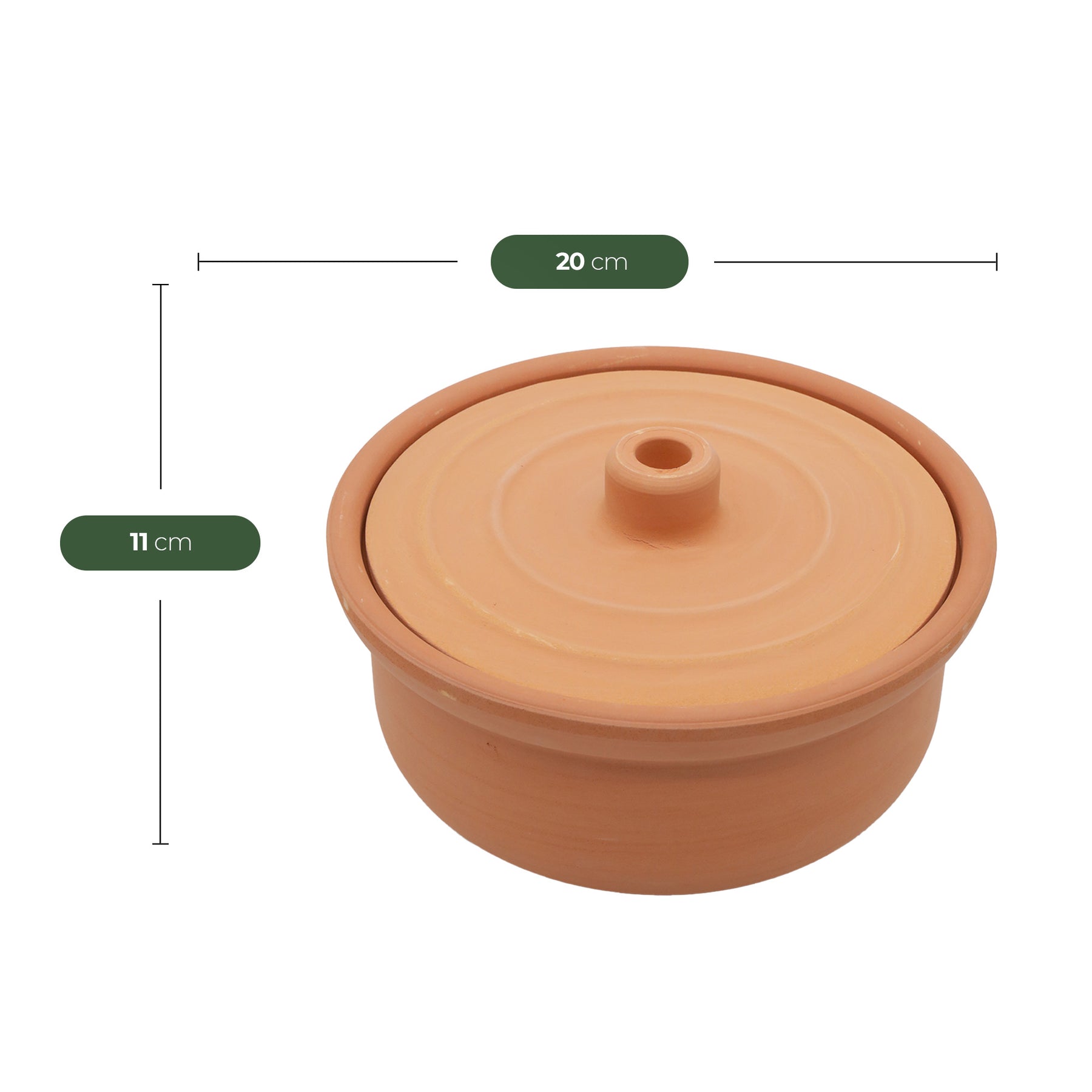 Viapot Small 1350 ml - Natur - Terrakotta-Schmortopf mit Deckel - 20×9 cm
