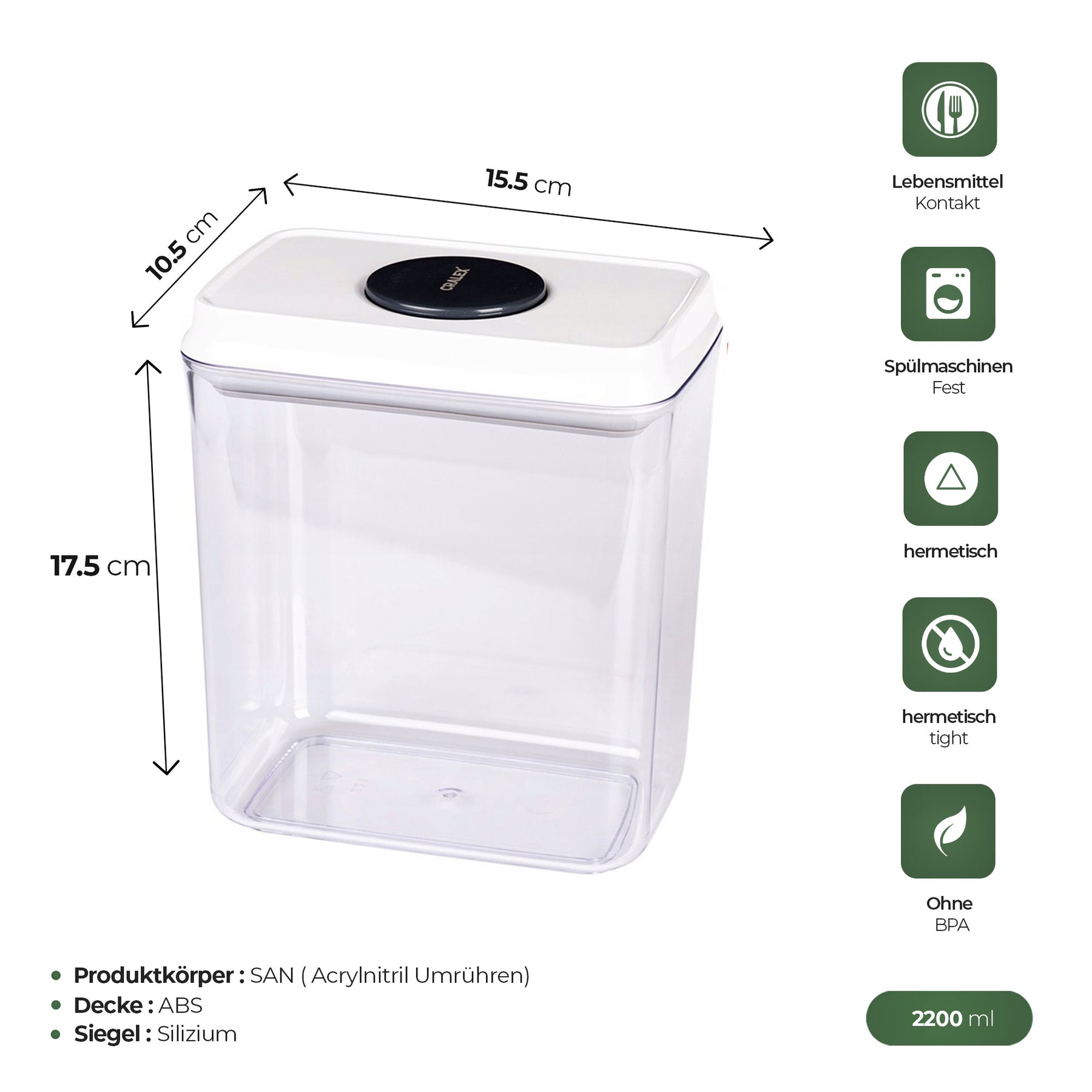 CRALEX Nesta Lebensmittelbehälter Set - 3-tlg (2200/1400/2900 ml)