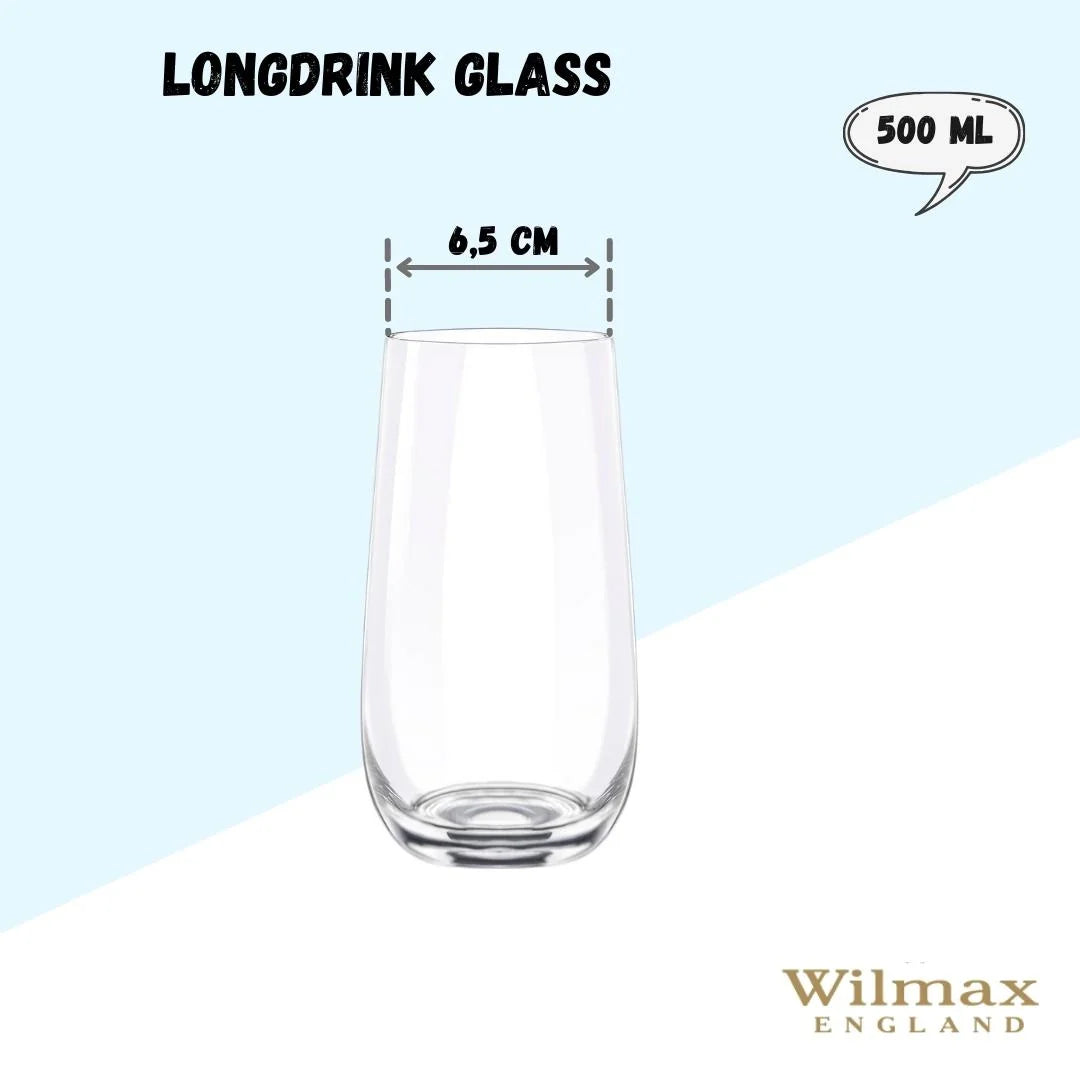 Wilmax Longdrinkglas 500 ml Kristallglas Transparent 2er Set WL-888052/2C