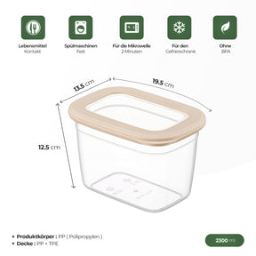 CRALEX Tosca rechteckige Lebensmittelbehälter, 3er-Set (800 ml / 1,3 l / 2,3 l)