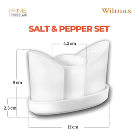 Wilmax Salz- und Pfefferstreuer Set mit Tablett Porzellan Weiß WL-996117/SP