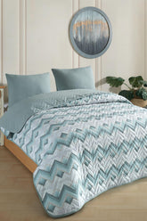 Formeya Doppelt gemustertes, gestepptes, doppelseitiges, buntes Piqué-Tagesdecken-Set, 200 x 230 cm (ohne Laken)