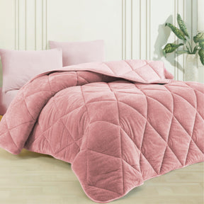 Wellsoft Bettdecke Rosa 200x200 cm - Wendbare Ganzjahresdecke, Doppelseitiges Steppbett mit 300 g/m² Füllung, Weich & Pflegeleicht