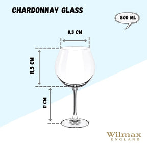 Wilmax Weinglas 800 ml Kristallglas Transparent 6er Set WL-888032/6A