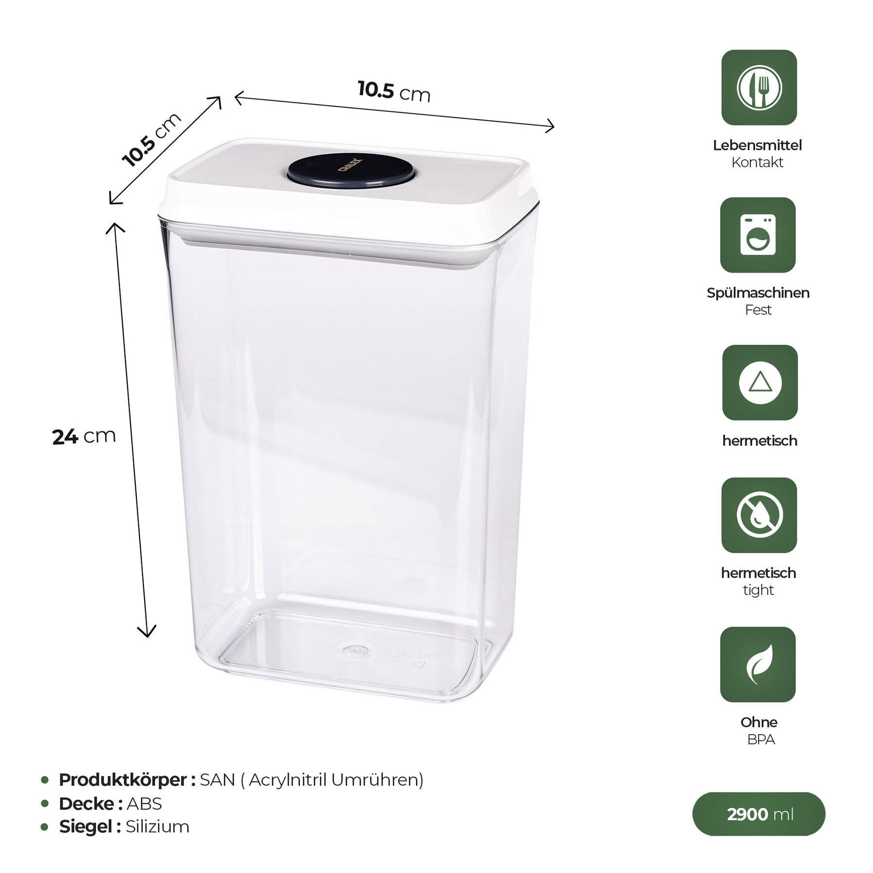 CRALEX Nesta Lebensmittelbehälter Set - 3-tlg (2200/1400/2900 ml)