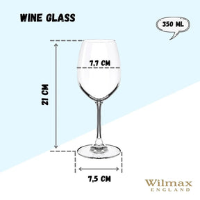 Wilmax Weinglas 350 ml Kristallglas Transparent 6er Set WL-888012/6A
