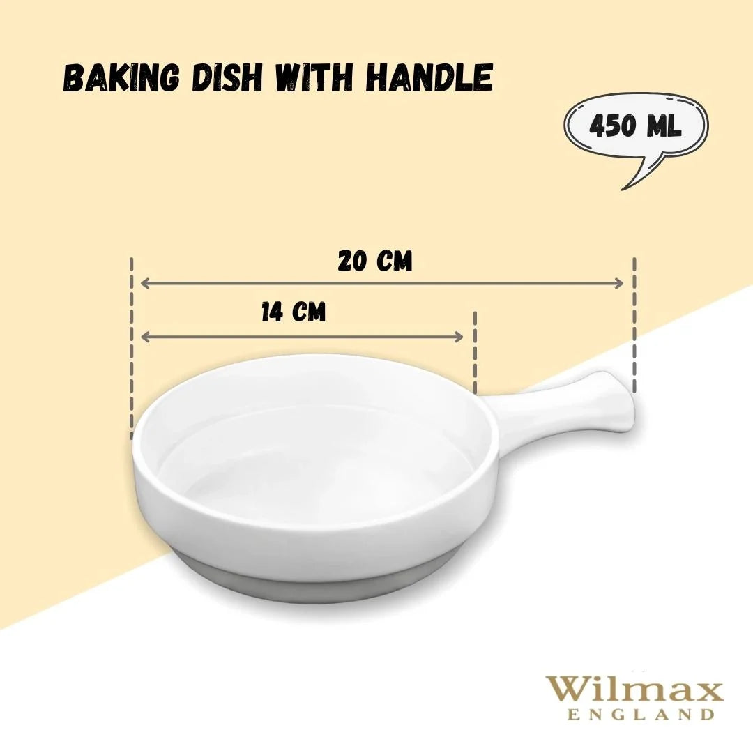 Wilmax Auflaufform mit Griff 450 ml Porzellan Weiß WL-997013/A