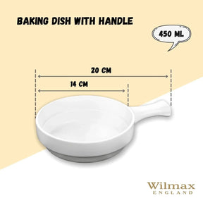 Wilmax Auflaufform mit Griff 450 ml Porzellan Weiß WL-997013/A