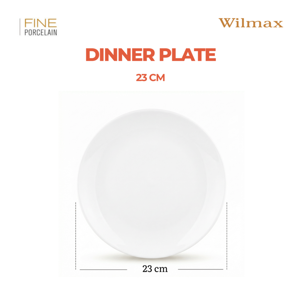 Wilmax Speiseteller 23 cm aus Porzellan, Weiß