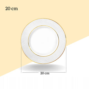 Wilmax Dessertteller 20 cm Weiß Porzellan mit Goldlinien WL-880102102/A