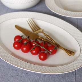 Wilmax Servierplatte oval 35x25 cm Weiß Porzellan mit Goldrand WL-880102117/A