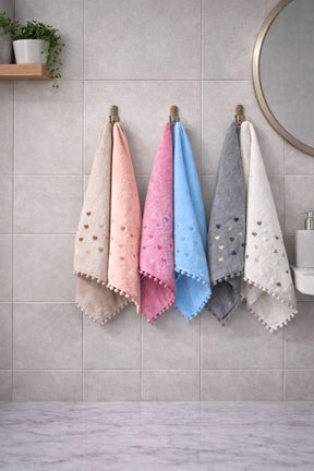 12-teiliges Premium-Handtuchset mit Bommeln aus 80 % Baumwolle - 12er-Pack, mehrfarbig, 50 x 90 cm