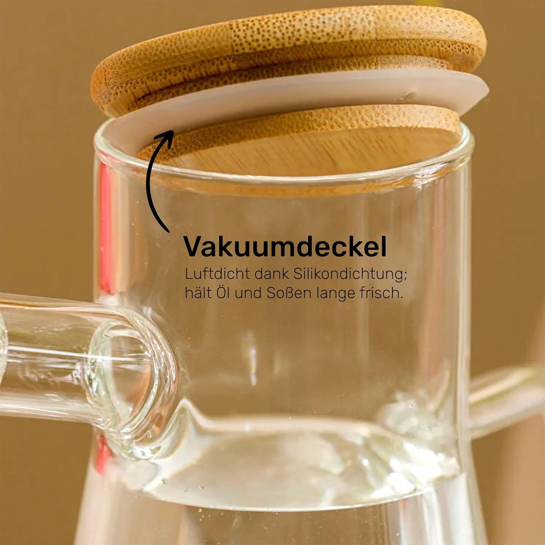 Erkugo Öl- und Essigspender 2er Set - 200 ml Glas mit Bambusdeckel - inkl. Bambusständer