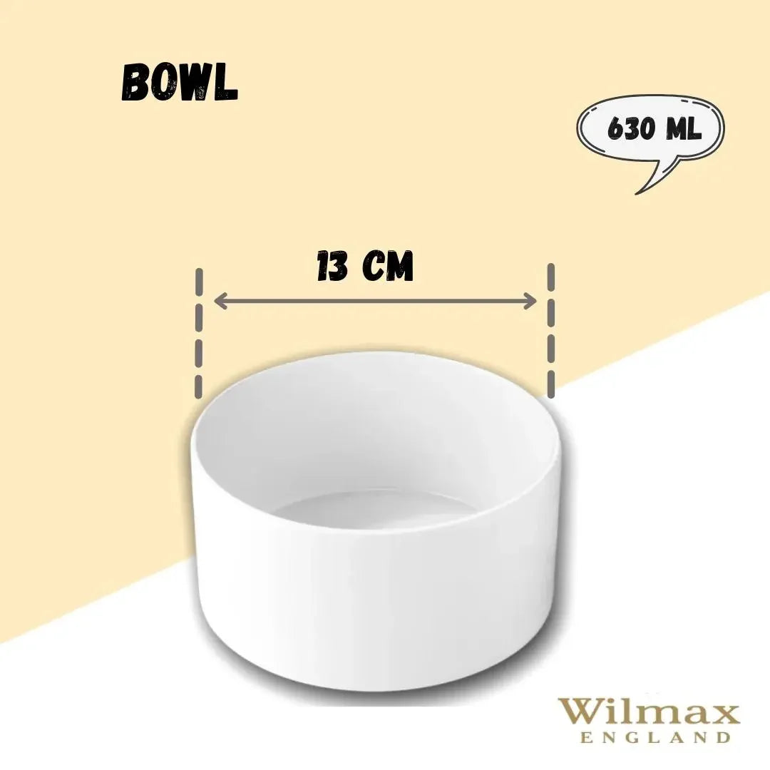 Wilmax Schale 630 ml 13 cm aus Porzellan, Weiß WL-992745/A
