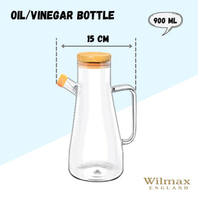 Wilmax Ölflasche 900 ml Glas mit Ausgießer und Filter WL-888958/A