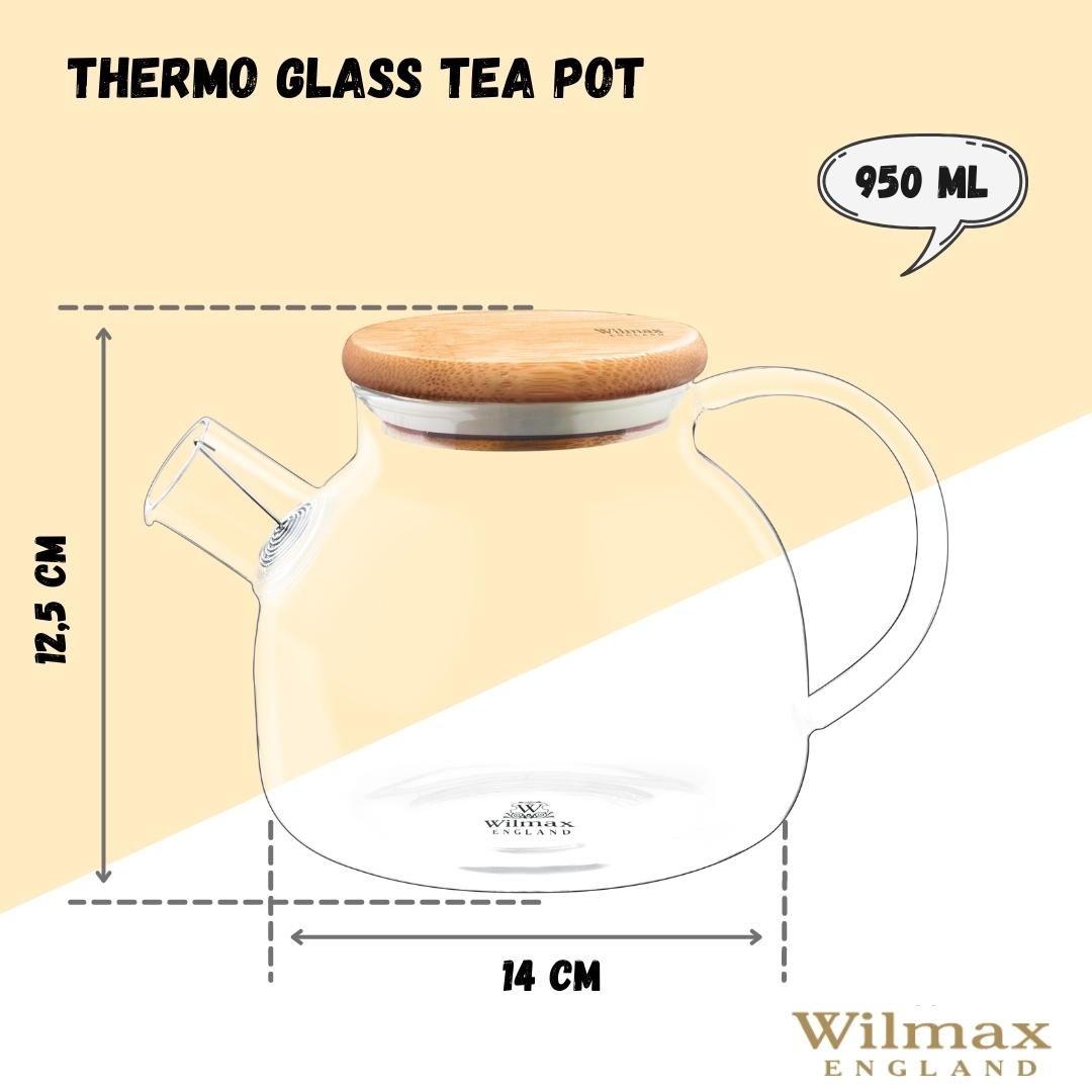 Wilmax Teekanne 950 ml aus hitzebeständigem Thermo-Glas