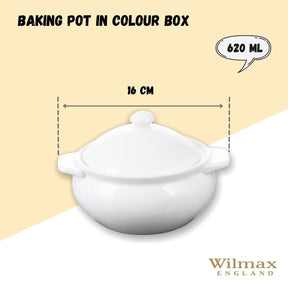 Wilmax Topf mit Deckel 620 ml Porzellan Weiß WL-997015/1C