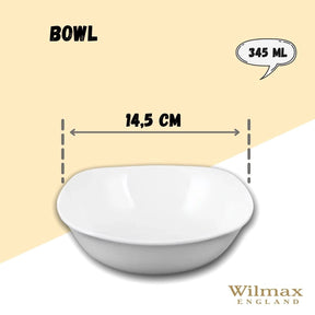 Wilmax Schale 345 ml 14.5 x 14.5 cm aus Porzellan, Weiß WL-992000/A