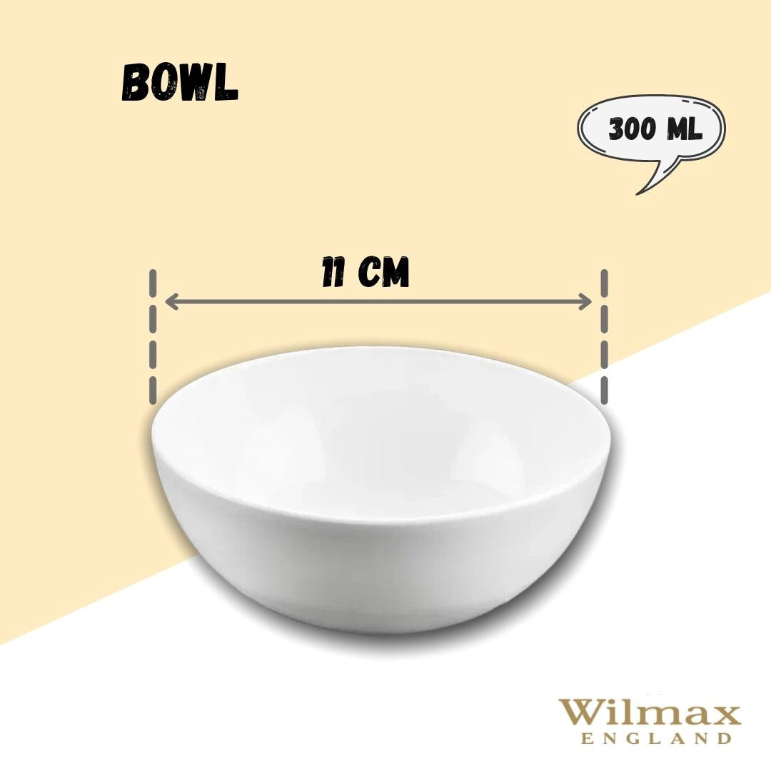 Wilmax Schale 11 cm 300 ml aus Porzellan, Weiß WL-992564/A